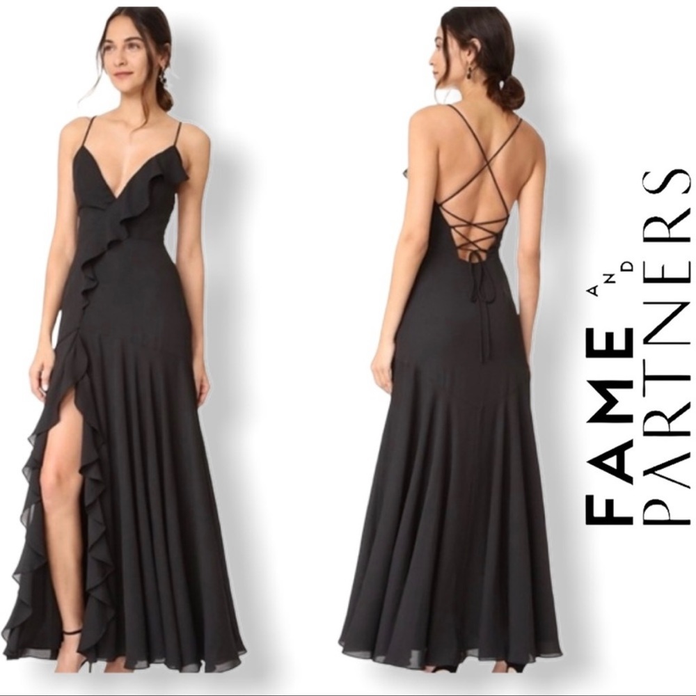 Fame and Partners Black Gown - Size 2